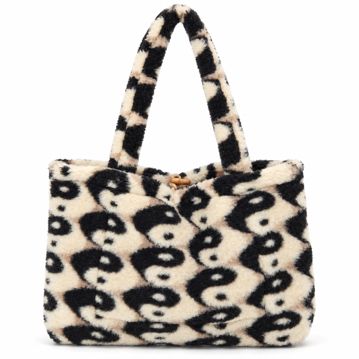 Futrzana torba tote w abstrakcyjny wzór yin-yang.png