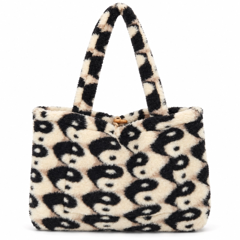 Futrzana torba tote w abstrakcyjny wzór yin-yang.png